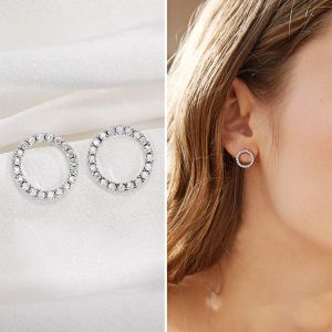 LinkerLove Moissanite Stud Earrings for Women S925 Sterling Silver Diamond Earrings 18K Gold Plated Wedding Fine Jewelry Gifts