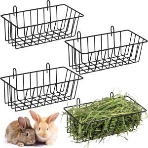 1Pcs Rabbit Hay Feeder Heavy Duty Metal Rabbit Hay Rack with Hooks Cage Hanging Hay Holder for Rabbits Chinchilla Bunny Guinea
