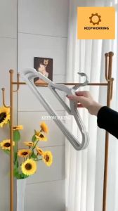 KW 10Pcs/Set Drying Rack Hangers Clothes Non-Slip Velvet Hangers Space Saving 360 Degree Swivel Hook Flocked Clothes Organization