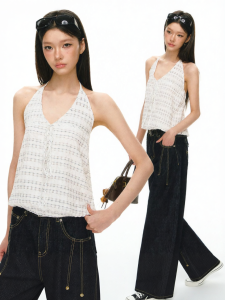 Ariseism | Retro Plaid Halter Top Slim Fit