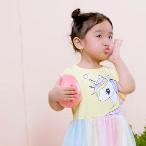 Váy cho bé gái Unicorn Bomines Đầm dự tiệc phối lưới ngọt ngào cho bé gái từ 3-12 tuổi khoảng 14-36kg DTNUNICORNTRAITIM
