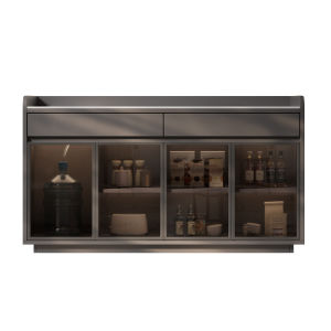 Modern Minimalist Solid Wood Rock Plate Tea Bar Machine under Mounted Water Bucket Kettle Integrated Home Living Room Wall Cabinet Desktop Storage Cabinet