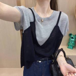 European Style Two-Piece Look Short Sleeve T-Shirt