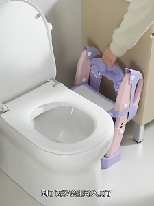 Kids Toilet Seat Toddler Potty Training Seat with Ladder Non-Slip Step Toilet with Handle Adjustable