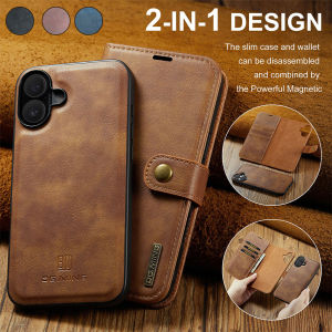 เคสกระเป๋าสตางค์แม่เหล็กแบบแยก2 In 1ที่ถอดออกได้สำหรับ iPhone 16 Pro Max/ 16 Plus/ 16 Pro/ 16เคสโทรศัพท์หนังมีกระเป๋าเงินแท้พร้อมเคสพับได้3ช่องใส่บัตรสำหรับ iPhone 15 Pro Max/ 15 Plus/ 14 Pro Max/ 13 Pro/ 12/11