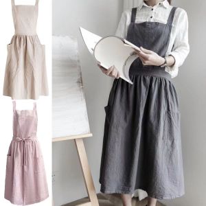 Nordic High-End Cotton Waterproof Apron Vintage High Waist Workwear for Women Floral Shop Work Uniform Cotton Linen Apron