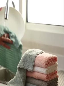 Oil-resistant Kitchen Towel Home Use Dishwashing Cloth Absorbent Non-falling Hair Cleaning Tool for Household Chores