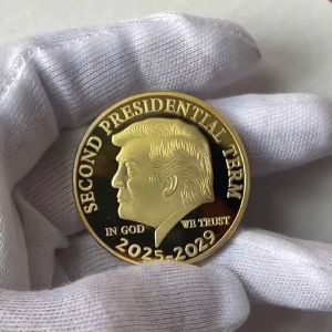 Gold Plated Trump Coin Collectible Art Collection Gift Physical Commemorative Trump Crypto Coin Metal Antique Imitation