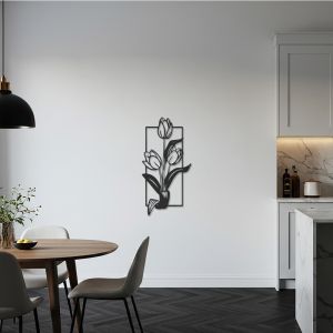CIFbuy | 1pc Tulip Floral Line Metal Wall Art Minimal Botanical Wall Sculpture Elegant Flower Decor Living Room Bedroom Office