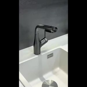 Adjustable Height Bathroom Faucet with Rotation And Pull-Out Spout for Spitting Splash-Proof Cold And Hot Water Sink Head