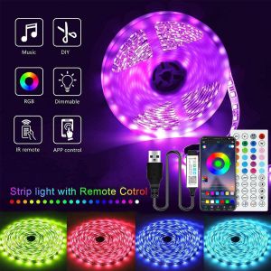 USB 5V RGB LED Strip Lights Music Sync 44 Key Remote Control Led Ribbon Flexible Lamp for Room Party TV Desk Bedroom Decoration