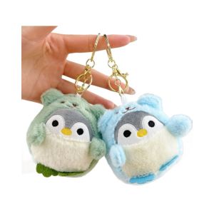 Oldlaiben Cute Penguin Plush Keychain Kawaii Hanging Ornament Pendant Fluffy Doll Key Ring Bag Birthday Gift Kids