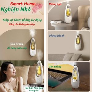 Máy Xịt Thơm Phòng Tự Động Tích Hợp Đèn Ngủ Để Bàn Máy Khuếch Tán Nước Hoa Khử Mùi Làm Thơm Phòng Tạo Ẩm Xông Tinh Dầu_ Smart House BC05
