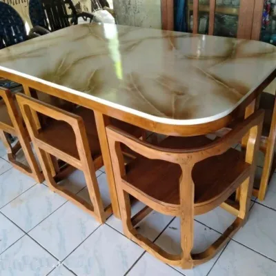 SET MEJA MAKAN JATI MINIMALIS