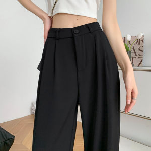 Suit Wide-Leg Pants for Women Spring and Autumn 100.00kg Plus Size Ladies High Waist Loose 150.00kg plus Size Slim Looking Straight Casual Pants
