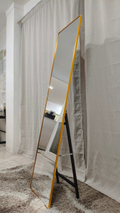 Full Length Mirror Modern Minimalist Style Gold & Black Aluminum Frame VM 300 - Bedroom Setting