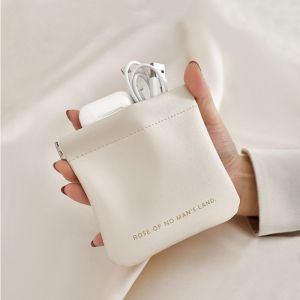 Mini storage bag with automatic data cable closure wired earphones portable pocket small bag cosmetic mouth red envelope