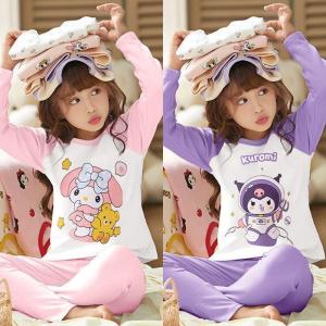 ZEEMIN Halloween Christmas Sanrios My Melody Kuromi Anime Kawaii Kid Loungewear Suit Longsleeve Top Long Johns Set Casual Wear Comfortable Cute Girl Pajama