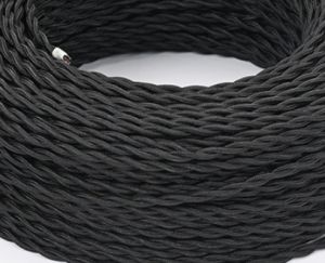2 Core 0.75mm*2 Electrical Wire Vintage 5m 10m 20m 50m Twisted Fabric Cable Woven Cord Textile Cable Pendant Lamp Cord Copper
