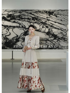 New Chinese Style Red Floral 3-Piece Set Patchwork Embroidered 3D Horse Tailed Skirt Womens Hanfu Clothing Spring 2024