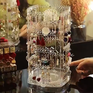 Rak Aksesoris Putar Aesthetic / Tempat Penyimpanan Anting Dan Kalung Model Putar 360 Derajat CF K20