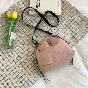 Canvas Bucket Bag Womens Crossbody Sports Nylon Mobile Phone Bag Drawstring Portable Autumn Winter New Style for Men And Women