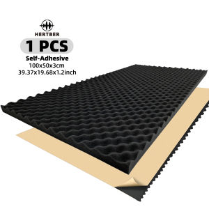 HERTBER Self-Adhesive Egg Crate Foam 100x50x3cm High Density Acoustic Panel Sound Absorbing for Gaming Room Studio Podcast