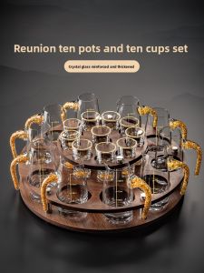 BOANG | Bộ Cốc Rượu và Bình Decanter Thủy Tinh Pha Lê Dát Vàng