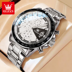 OLEVS  original men watch 2026 new waterproof luxury brand fashion leisure multi-functional recording time luminous calendar quartz watch stainless steel strap scratch-resistant mirror gift for boyfriend