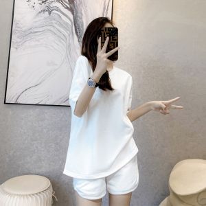 Pure Cotton Sleepwear Womens Summer New Outwear White T-Shirt Short Sleeve Shorts Home Clothes Set Casual Home Scene