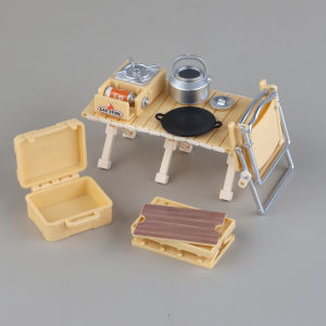 Mini Portable Folding Camping Table And Chairs Simulation Outdoor Picnic Table Hot Pot Dollhouse Accessories Toy for Kids