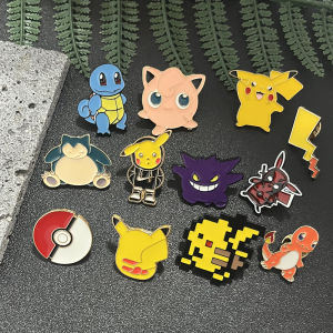 6/12pcs Pokemon Cartoon Metal Enamel Pins Set Cute Pikachu Snorlax Lapel Pins Poké Ball Brooch Denim Accessories Jewelry Badges