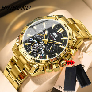 Ykai นาฬิกาผู้ชายแฟชั่นยี่ห้อหรูนาฬิกาแฟชั่นหน้าปัดเพชรเป็นปริซึมหน้าปัดสแตนเลสสายเหล็กกันน้ำนาฬิกาข้อมือควอทซ์ B4750นาฬิกาสีทองลำล