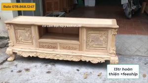 Tủ Kệ Tivi Nuy Gỗ Gụ Cao Cấp Dài 187 Mặt Sâu Rộng 47 Cao 72.Hoàn Thiện Pu Đẹp