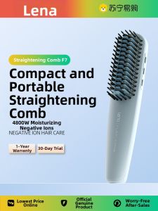 LENA | Portable Mini Negative Ion Lena Straightening Comb Hair Styling Tool Ceramic Heated Brush Professional Salon Home Travel Use