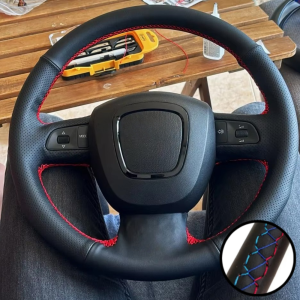 Hand Stitched Black Microfiber Leather A4(B8) A5 A8 A8L Q7 RS4 S4 S5 S6 S8 2007 Steering Wheel Cover For Audi A3(8P)