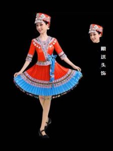 Váy Xếp Ly Dài Mới Của Dân Tộc Miao Và Dân Tộc Tujia Của Tỉnh Guangxi Cho Nữ Váy Biểu Diễn Khiêu Vũ Phong Cách Dân Tộc