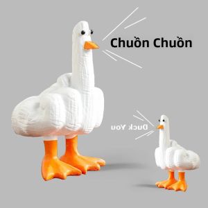 Tượng Nhựa Vịt Làm Cử Chỉ Ngón Giữa - Đồ Trang Trí Bàn Làm Việc Hài Hước Quà Tặng Độc Đáo Mô Hình Động Vật Hài Hước Quà Tặng Cho Đồng Nghiệp Tượng Ngón Giữa Vui Nhộn