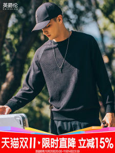 Áo Nỉ Nam Enjeolon Heavyweight Embroidered Casual Long Sleeve round Neck Spring Autumn Winter Basic Popular Polyester Spandex