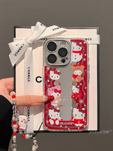 Ốp Lưng Điện Thoại Mạ Điện Kitty Cat Wave Edge Dành Cho iPhone 16 pro Max 17 pro Red Wave Edge Phụ Kiện Điện Thoại Di Động Sáng Tạo