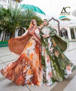 gamis syari NASHMA printing terbaru 2022 bahan ceruty full printing digital epson seri 5 warna