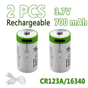 2 pin CR123A lithium sạc Type-C lại chuyên dụng cho máy ảnh máy quay camera điện áp 3.7V 700mAh