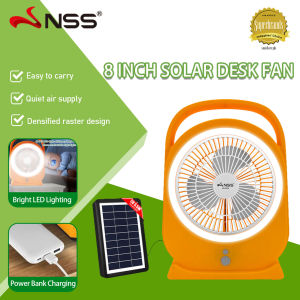 NSS  8inch  solar fan solar electric fan with solar panel original  rechargeable electric fan with light mini electric fan desk fan portable electric fan promo sale solar fan electric fan with panel