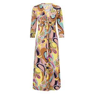 MY TENO | Elegant Yellow Floral Print Dress V-neck High Waist Tie Waist Fashionable Womens Clothing Spring Summer Autumn Seasonal Wear