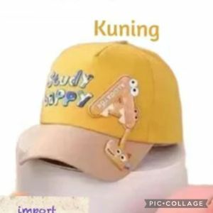 T.I - Topi Bisbol Anak Inisial Huruf Letter A Study Happy 3D Baseball Hat Import