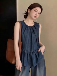 AIYITI | Vintage Fashion Tencel Jean Shirt Sleeveless