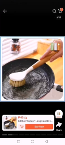 Luckylkh Kitchen Wooden Long Handle Cleaning Brush Pan Pot Bowl Table Brush