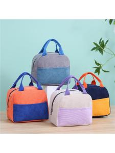 New Thickened Corduroy Lunch Bag Waterproof Handheld Bento Box Bag Ice Pack Multi-purpose Meal Box Bag for Travel And Camping