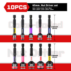 Geinxurn 2.6“/6" Nut Driver Set Color Coded Strong Magnetic S2 Steel 1/4 Hex Shank Socket Bits Fit Drill Screwdriver For Repair