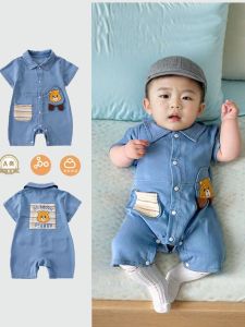 Summer Thin Short Sleeve Romper Baby Clothes A-Class One Year Old Baby Summer Outfit Half Sleeve Summer Apparel Harai Outerwear